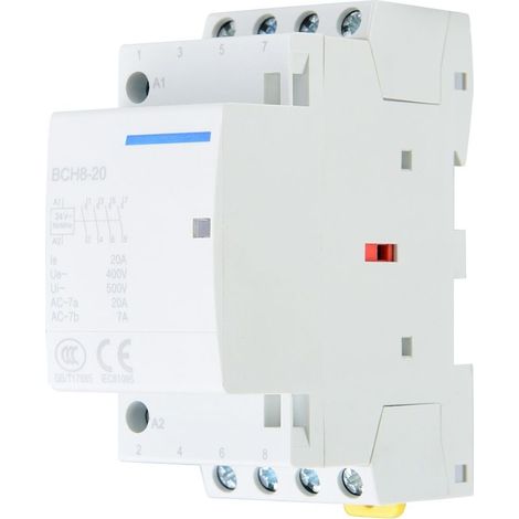 Contacteur AC domestique 4P 20A 2NO 2NC, montage sur Rail DIN (220V/230V) (1/5)