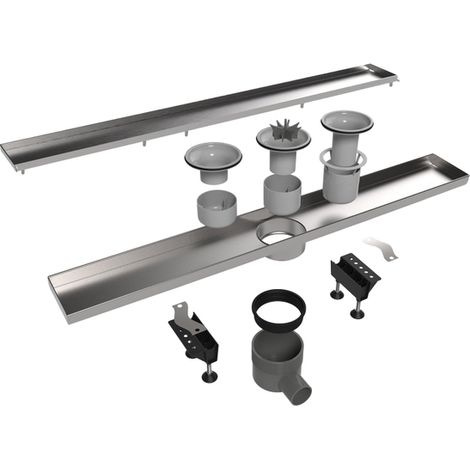 Easy Drain Caniveau carrelable avec évacuation latérale 9,8x80cm 50mm Inox