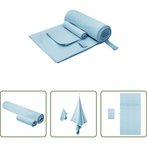 vidaXL Sporthandtuch -  Sporthandtuch Set 2 pcs Blau Stoff (1/5)