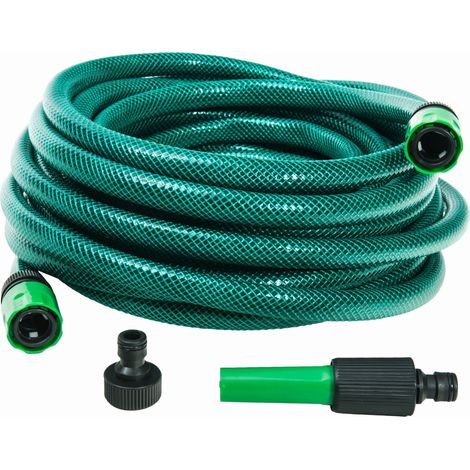 Werka Pro – Tuyau d'arrosage 20 m – Ø 15 mm – 3 couches armées – PVC anti-UV et anti-algues – Pression max 21 bar – Raccords et lance inclus