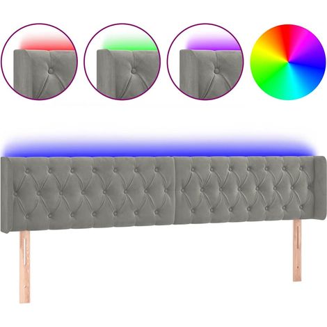 Maison Exclusive - Cabecero con LED de terciopelo gris claro 183x (1/5)
