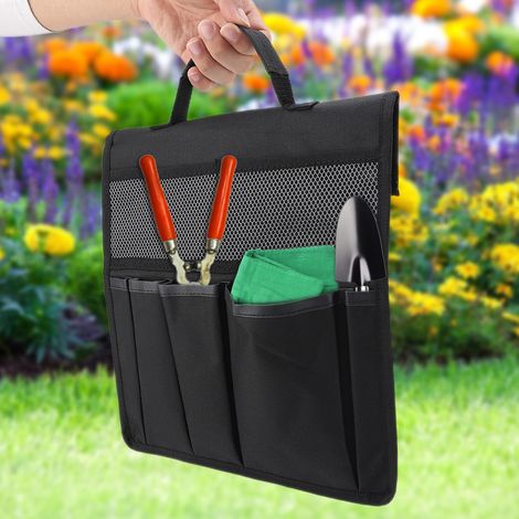 Banc de jardin pliable et portable avec poche pour les genoux et sac de rangement pour outils (noir) (1/5)