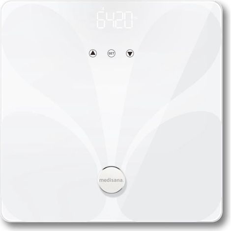Bilancia pesapersone connessa – medisana BS 412 – Impedenziometro – Bluetooth – Analisi corporea – 180kg max