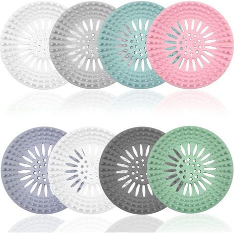 8-Piece Silicone Hair Filter Set, Universal Drain Protection Device, Can be used in the Bathroom, Bathtub, Kitchen, Hair Filter (1/5)