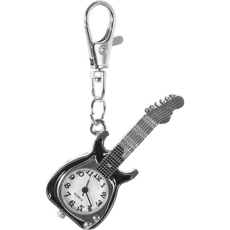 Montre de Poche Quartz Forme de Guitare Porte-clés Décorative avec Clip Pratique Montre Rétro pour Sac et Vêtements (1/5)