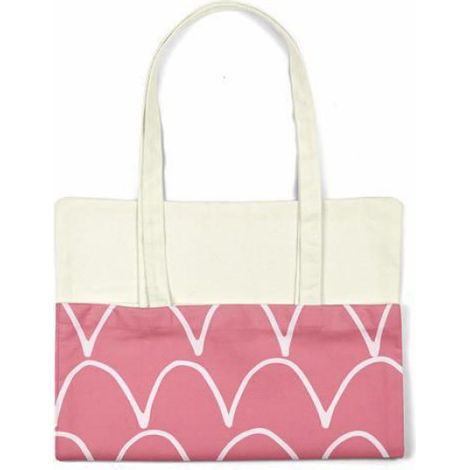 Sac shopping / tote bag - Bonamaison - Coton - Rose - Anses longues (A4) (1/4)