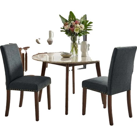 Chaises de Salle à Manger, Tissu Rembourré, Design Élégant Moderne, Gris 2 Sièges (1/2)