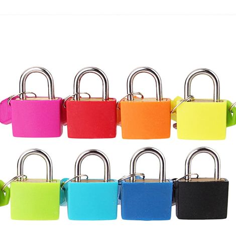 Mini Cadenas - Cadenas à Clé en Métal et Plastique - Pour Valises, Sac à Dos, Casier Gym, Boîte à Outils, Journal Intime - 2 Clés Incluses (1/4)
