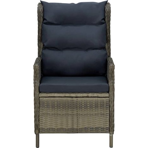 INLIFE Chaise inclinable de jardin avec coussins Résine tressée Marron (1/5)