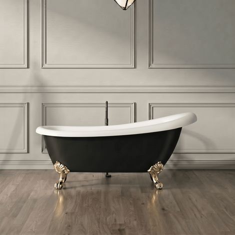 Bañera con patas RICHMOND NEGRA 171 cm patas ÁGUILA DORADAS