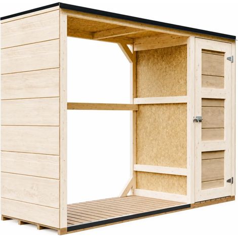 Legnaia da esterno - 75 x 217 x H159 cm - Casetta per attrezzi e legna 1,09 m² + 0.53 m² - TIMBELA M981 (1/4)