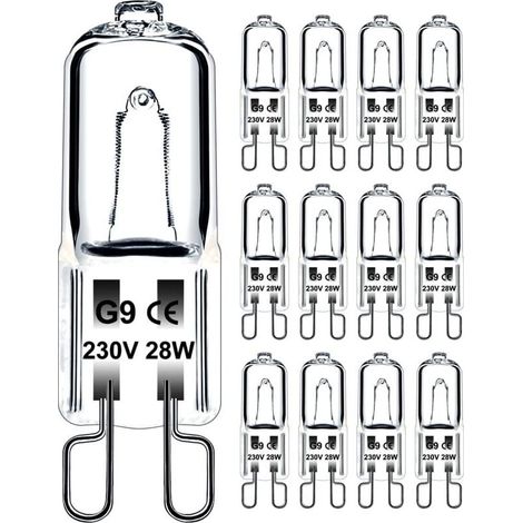 YMYNY Ampoule G9 28W 230V Dimmable Blanc Chaud, Ampoule Halogène G9 Tolérance de 300°C, Ampoule Four G9 Pour Four Micro-ondes Cuisinière Plafonniers, Lot de 12 [Classe énergétique G] (1/4)