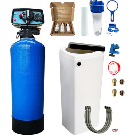Adoucisseur D'eau Bi Bloc 20l Fleck 5600 Volumétrique Mécanique Complet Avec Accessoires