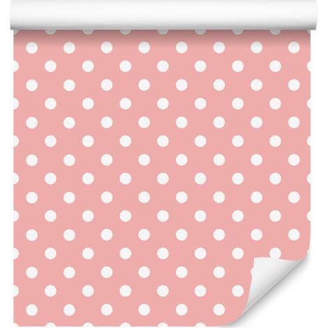 Papier peint Soft Dots, Corail pour salon et chambre 50x1000 cm (1/5)