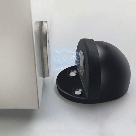 Butée de porte, butée de porte magnétique, en acier inoxydable, butée de porte sur pied, à utiliser au bas d'une porte, noir. (1/4)