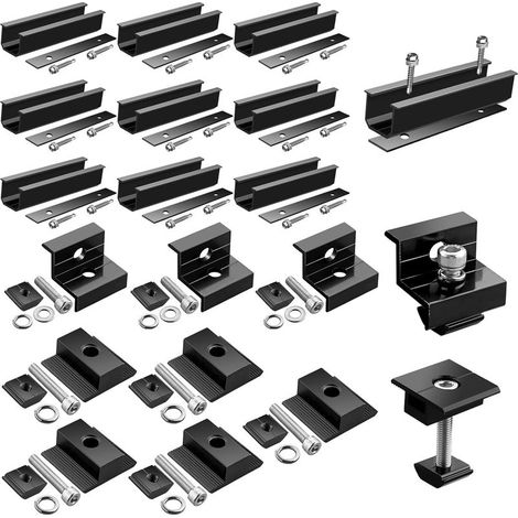 10 Kit De Montage Panneau Solaire Aluminium. Rails 120x25mm. Pinces Étanches. Supports Centraux. Toit Camping-car (1/5)