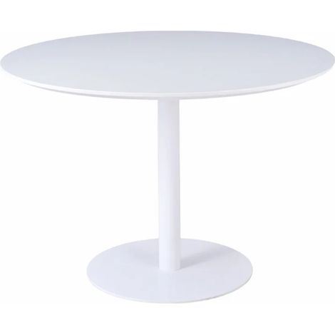 Table de repas ronde 110 cm blanche et pied métal blanc – VALERIA (1/5)