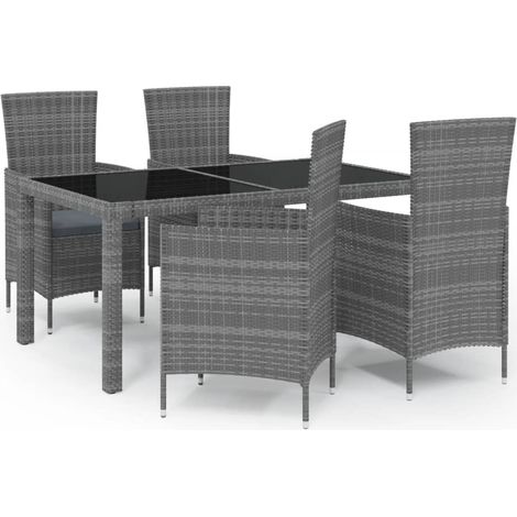 Maison Exclusive - 5-tlg. Garten-Essgruppe mit Kissen Poly Rattan (1/5)