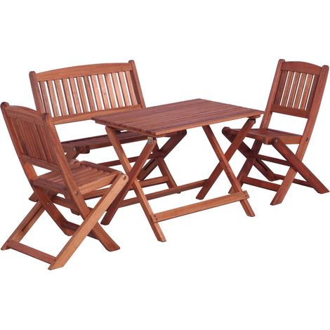 Vidaxl – Ensemble à manger d'extérieur 4 pcs pour enfants – Bois d'eucalyptus massif – Résistant aux intempéries – Pliable pour rangement facile