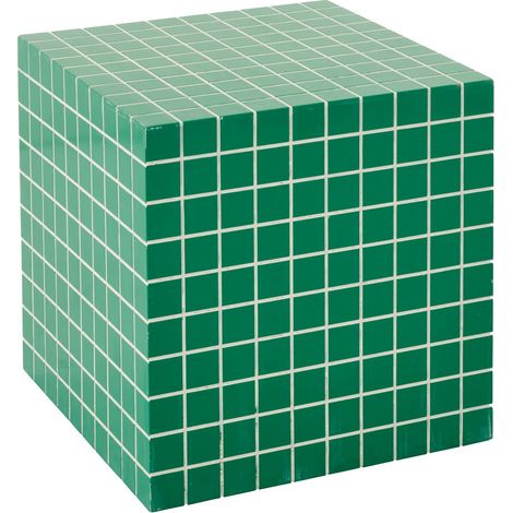 Table d'Appoint Cube à Carreaux "Spia" 35cm Vert & Blanc (1/5)