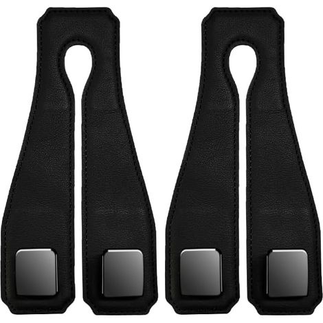 Set mit 2 verbesserten Autotaschenhaken – Premium-Leder-Kopfstützenhalter mit Metallhaken, Rücksitz-Organizer (schwarz)
