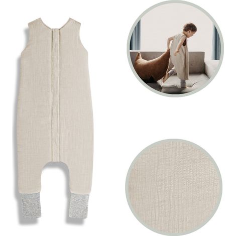 Sacco nanna in mussola con piedini, taglia S (1-2 anni), beige (1/5)