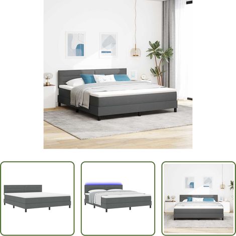 Matratze -  Boxspringbett mit Matratze Dunkelgrau 180 x 200 cm Stoff (1/5)