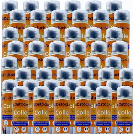 DSTOCK60- 36 colles de montage polyuréthane pistolable - Colle polyuréthane non expansive - Pour le collage et montage de matériaux isolants, panneaux XPS et EPS, rouleaux d'étanchéité toiture bitume…