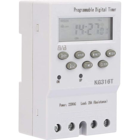 Interrupteur de minuterie numérique, interrupteur horaire de micro-ordinateur KG316T 220V interrupteur de commande de temps de micro-ordinateur interrupteur de minuterie numérique automatique Programm (1/5)