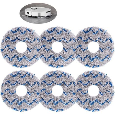 Außendurchmesser 13,5 cm, Innendurchmesser 3,5 cm, Packung mit 6 blauen Ersatzreinigungstüchern für Ecovacs T20, T20pro, T20max, T20 MAX PLUS, T20 PRO PLUS Staubsaugerzubehör, Wischmopp (1/5)