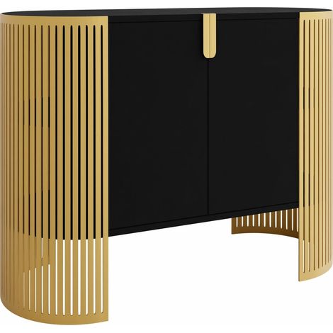 Aparador Civer II, Dorado + Negro, 90x120cm, Número de puertas: 040cm, Metal, Aglomerado laminado