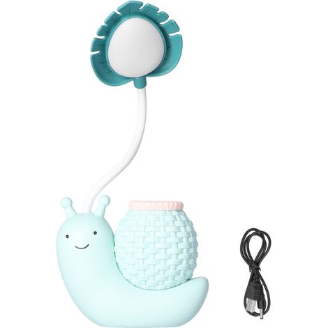 Jeffergarden Lampe de bureau LED avec porte-stylo multifonction, chargement USB, lumière mignonne pour étudiants et enfants, bleue (1/5)
