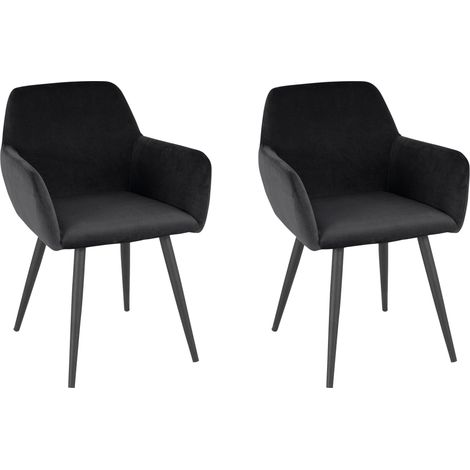 LiveLot de 2 chaises de salle à manger en velours noir (1/4)