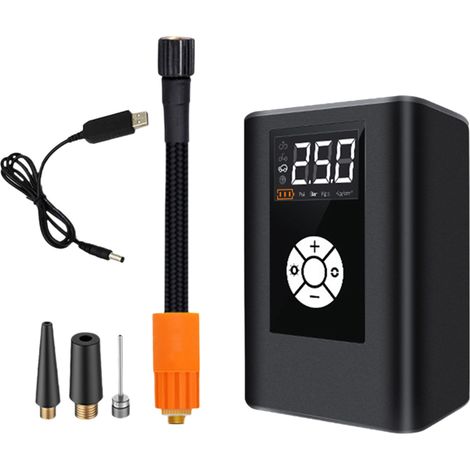 Mini gonfleur de pneus 120 PS, compresseur d'air portable, écran LCD, pompe électrique pour vélo avec batterie rechargeable 4000 mAh et lumière LED pour voiture, vélo, moto, ballons et bouées.