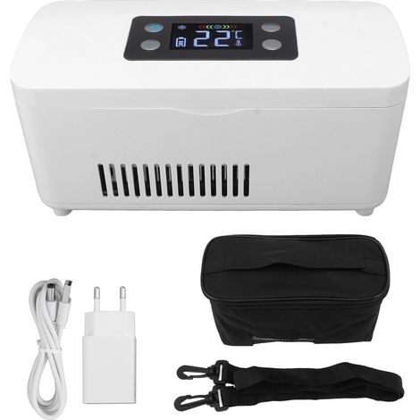 Ortviai Boîte Réfrigérée pour Insuline Portable, Alimentation USB 100-240 V, Étanche, Blanc, ABS/Aluminium