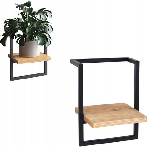 Soporte para flores Soporte colgante para flores Metal Madera Negro Loft Nesle S 23x20x30 (1/5)