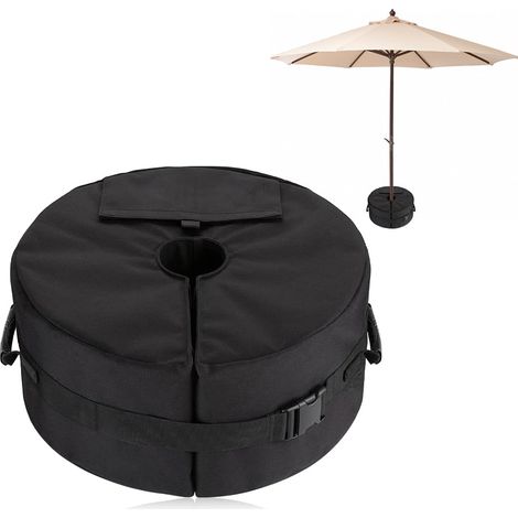 Sac de Poids de Base pour Parasol, Sac de Poids de Parapluie pour Sacs de Sable de Parasol en surplomb Support de Poids de Parasols de Jardin Extérieur pour Patio, Noir (1/5)