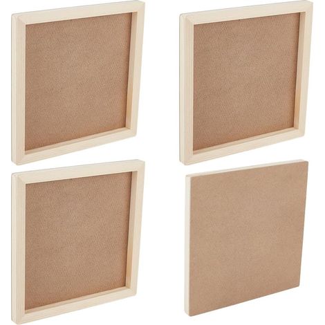 4 toile en Bois Brut de 20x20cm Planche de Bois Carrée de 13.5mm D'Épaisseur Toile en Bois Vierge Panneaux de Bois Planches de Bois pour Sur Table Projets D'Artisanat de Peinture Bricolage (1/5)