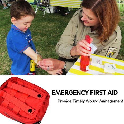 Trousse de premiers soins médicale Tactile Pouch avec système MOLLE pour camping et voyage - 900D imperméable 20x14x8cm en noir, vert ou rouge (1/5)