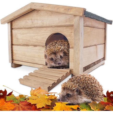 Bb-Loisir – Abri cabane mangeoire hérisson – Refuge extérieur en bois massif – Résistant aux intempéries – Dimensions 44x40x29 cm – Pour hibernation hiver (1/5)