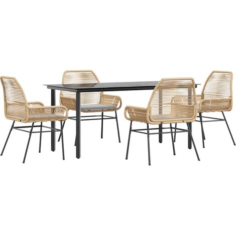 Maison Exclusive - 5-tlg. Garten-Essgruppe mit Kissen Braun Poly
