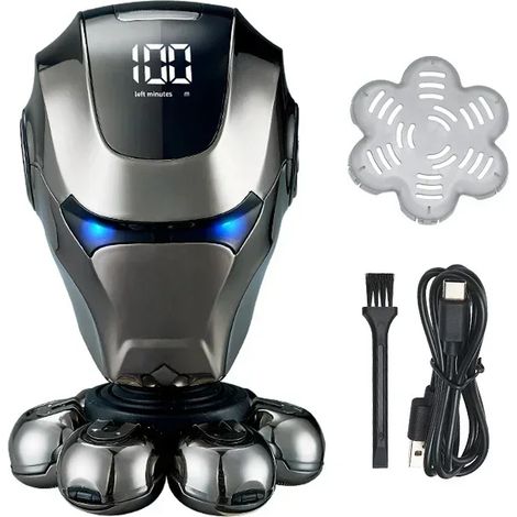 Rasoir électrique rechargeable pour hommes avec une tête flottante 7D pour tailler la barbe, les poils du nez et les poils des oreilles. (1/5)