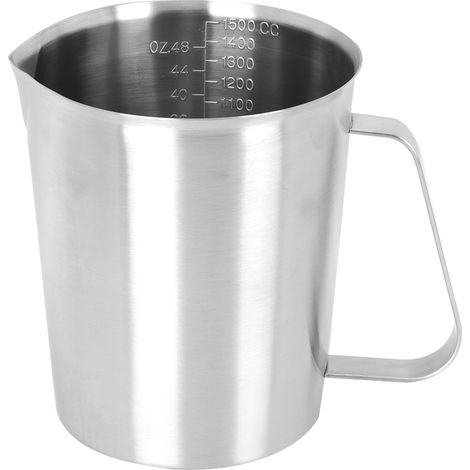 Verseuse à lait en acier inoxydable 1500ml avec graduation pour latte art, usage professionnel en café (1/5)