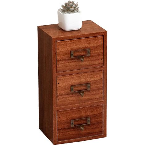 Coffret à bijoux rétro en bois à 3 tiroirs, meuble de rangement de bureau idéal pour la maison, l'école ou le bureau (colliers, boucles d'oreilles, montres). (1/5)