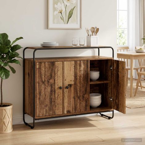 Aparador Madera envejecida 102 x 35 x 75 cm (1/4)