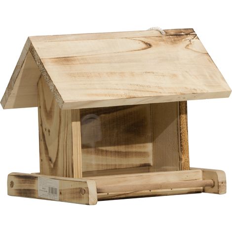 Mangeoire à oiseaux en bois d'épicéa 22 x 19,5 x 20,5 cm – Capacité 1,25 l – Suspension incluse pour montage facile – Windhager - BOIS 22 X