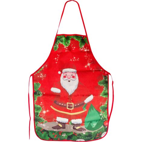 TG76546 GREMBIULE DA CUCINA GREMBIULE NATALE MOTIVO REGALO BABBO NATALE