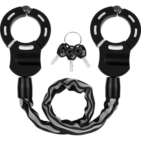 Antivol pour trottinette électrique avec clé, design menottes, protection en silicone, 87cm, Noir