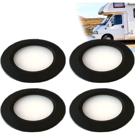 Quatre spots LED 12V adaptés à une utilisation intérieure, spots encastrés à intensité variable au plafond  spots encastrés de 3W adaptés aux camping-cars et aux cabines de yachts, lumière noire et bl