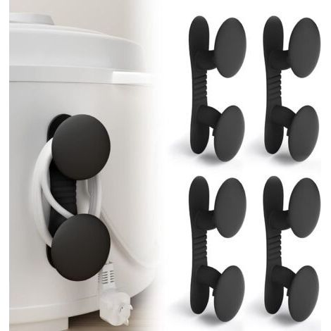 Pack of 4 Cable Organizer, Cord Organizer, Electrical Wire Organization, Self Adhesive, Stick on Kitchen Appliances, Blender, Air Fryer, Coffee Maker (4Black) (1/5)